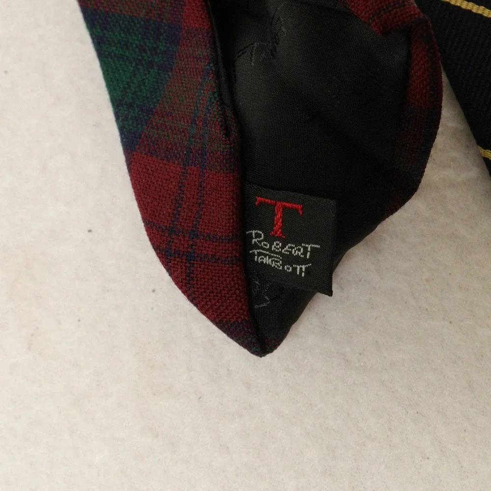 Vintage Robert Talbott Tie Set Plaid Striped Preppy Wool Silk Kids